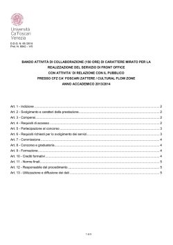 BANDO ATTIVITÀ DI COLLABORAZIONE (150 ORE