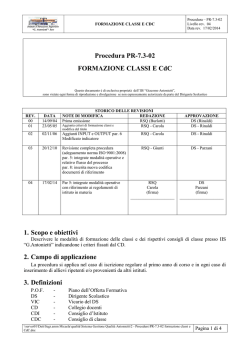 Procedura PR-7.3-02 FORMAZIONE CLASSI E CdC