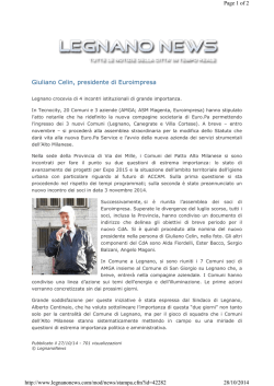 Legnanonews 27 10 2014: Giuliano Celin, Presidente di Euroimpresa