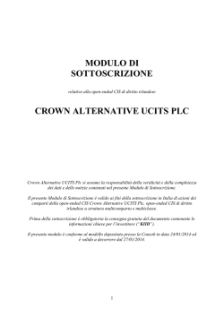 modulo di sottoscrizione crown alternative ucits plc