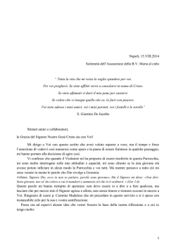 Lettera personale - Parrocchia Maria Immacolata della Medaglia