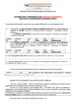 informazioni per il pagamento del deposito cauzionale