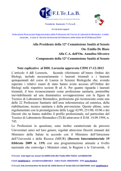 note esplicative decreto lorenzin - Fitelab Federazione Italiana
