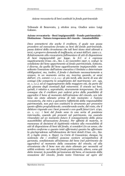 Azione revocatoria di beni costituiti in fondo