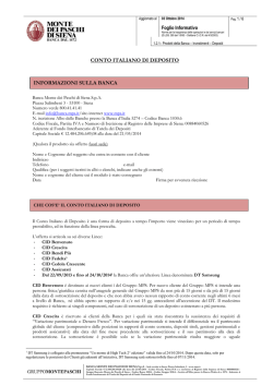 Conto Italiano di Deposito - Banca Monte dei Paschi di Siena