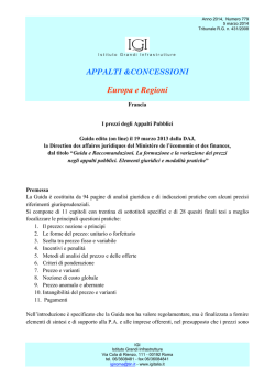 1) Francia. I prezzi degli Appalti Pubblici. Guida edita (on line)