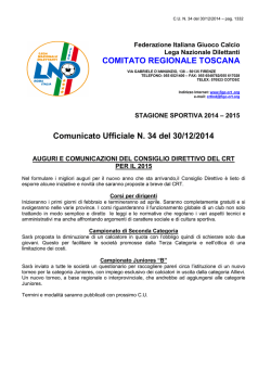 Comunicato Ufficiale - Figc - Comitato Regionale Toscana