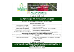 Le Agroenergie nei nuovi scenari energetici Le
