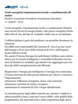 Costi energetici inquinamento locale e cambiamenti cli