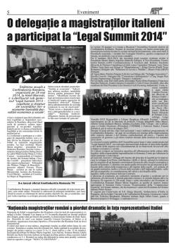 5O delegaţie a magistraţilor italieni a participat la &ldquo;Legal Summit 2014