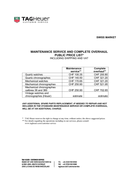 Price list Suisse_07.14 - TAG Heuer Customer Service United States