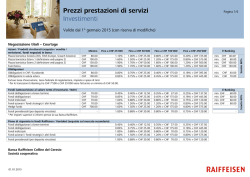 Prezzi prestazioni di servizi Investimenti