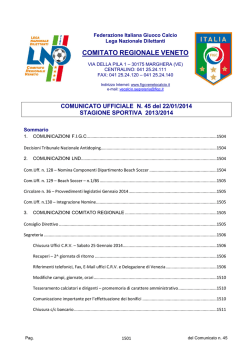 COMUNICATO UFFICIALE N. 45 del 22/01/2014