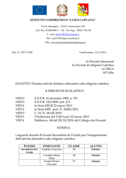 Decreto di nomina docenti Scuola secondaria di I grado per attivit&agrave;