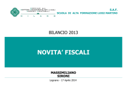 Novità fiscali a cura di Massimiliano Sironi