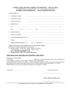 ENTE CASSA SCUOLA EDILE CPT DI ENNA (M.A.F.S.En) SCHEDA
