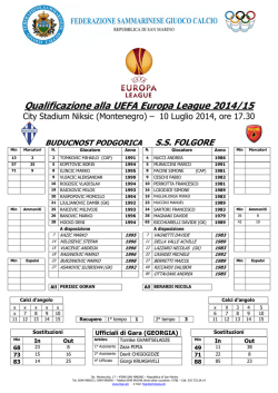 Match Sheet Buducnost Podgorica – S.S. Folgore del 10