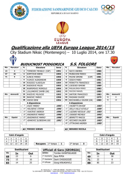 Match Sheet Buducnost Podgorica &ndash; S.S. Folgore del 10