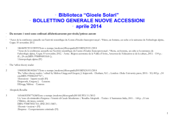 aprile 2014 - Biblioteca Interdipartimentale "Gioele Solari"