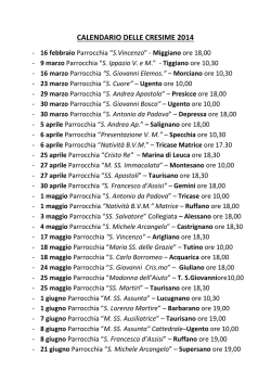 CALENDARIO DELLE CRESIME 2014