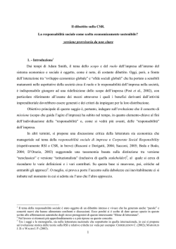 1 Il dibattito sulla CSR. La responsabilit&agrave; sociale come scelta