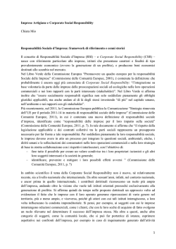 1 Imprese Artigiane e Corporate Social Responsibility Chiara Mio
