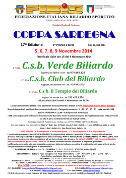 COPPA SARDEGNA 1^ sito C.s.b. Verde Biliardo