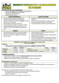 Documenti per il rilascio/rinnovo del permesso
