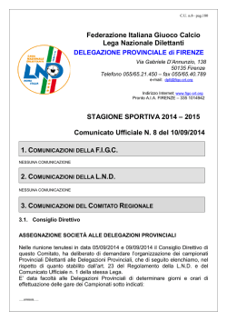 2015 Comunicato Ufficiale N. 8 del 10/09 - Figc