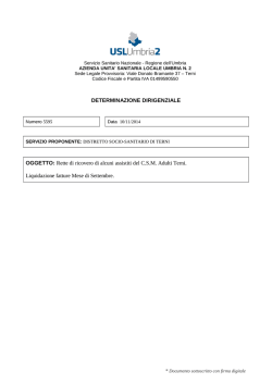 DETERMINAZIONE DIRIGENZIALE OGGETTO: Rette di ricovero di