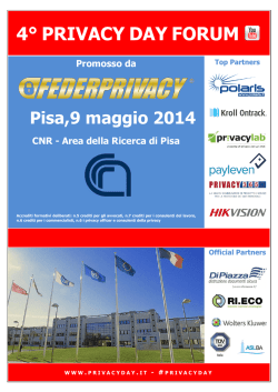 4° Privacy Day Forum - CNR Pisa, 9 maggio 2014