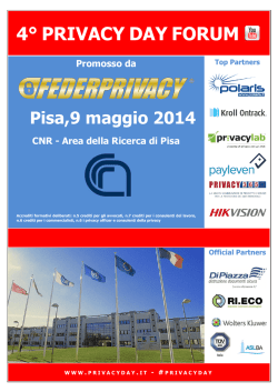 4&deg; Privacy Day Forum - CNR Pisa, 9 maggio 2014