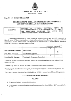 Delibera N&deg; 18 Commissione Straordinaria con i Poteri della Giunta