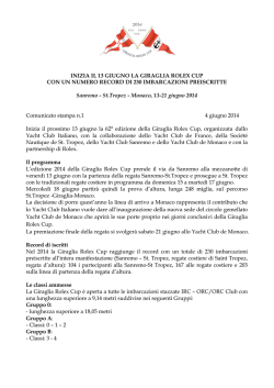 INIZIA IL 13 GIUGNO LA GIRAGLIA ROLEX CUP CON UN