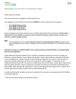 Messaggio del servizio di assistenza clienti