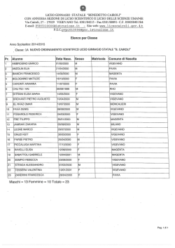 CLASSI PRIME SCIENTIFICO - Liceo Statale "Benedetto Cairoli"