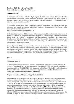 1 Sessione CUN del 2 dicembre 2014 Resoconto dei