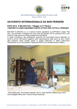 Notizie Lions sulla nostra partecipazione a EXPO