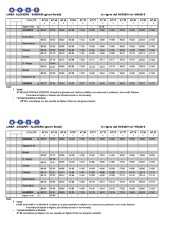LINEA ALGHERO - SASSARI (giorni feriali) in vigore dal 15/9/2014