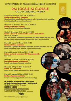 DAL LOCALE AL GLOBALE - Facoltà di Musicologia