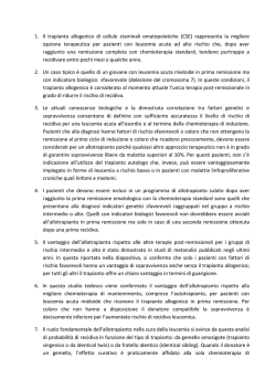 1. Il trapianto allogenico di cellule staminali ematopoietiche (CSE