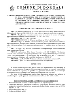 CONCORSO PUBBLICO - Comune di Dorgali