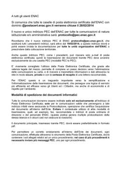 Nuovo indirizzo PEC ENAC e nuove modalit&agrave; di trasmissione dei