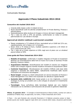 Approvato piano Industriale 2014-2016