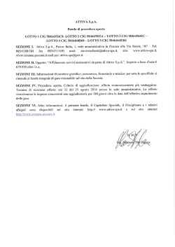 ATTIVA S.p.A. Bando di procedura aperta LOTTO 1 CIG