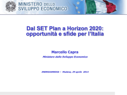 Dal SET plan a Horizon 2020: opportunit&agrave; e