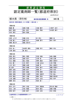 認定薬剤師一覧（都道府県別）