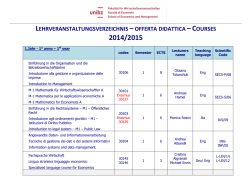Piano degli studi anno accademico 2014/2015
