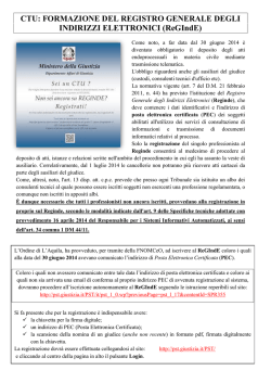 CTU: FORMAZIONE DEL REGISTRO GENERALE DEGLI INDIRIZZI