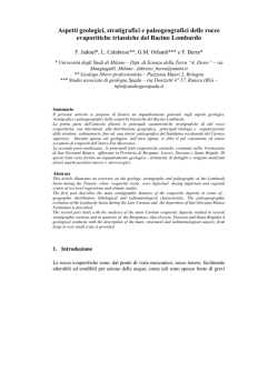 Aspetti geologici, stratigrafici e paleogeografici